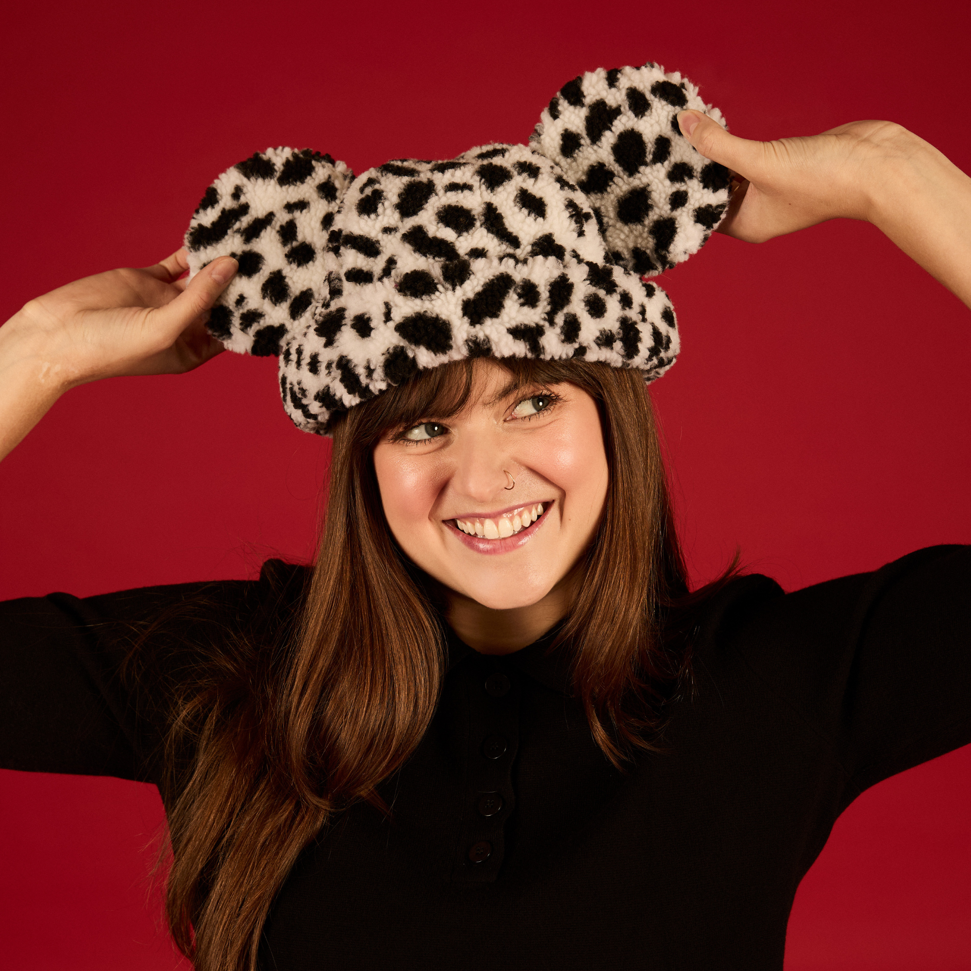 Disney Black Beanie with Leopard Trim Disney Beanie Knit Cap Leopard Bow Lining Minnie Mouse Hat  main image 3