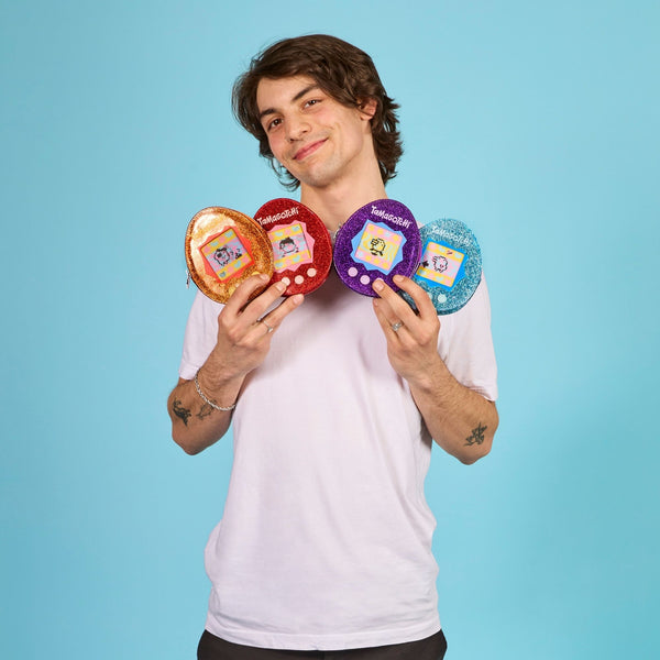 Tamagotchi Glitter Zip Pouch Orange