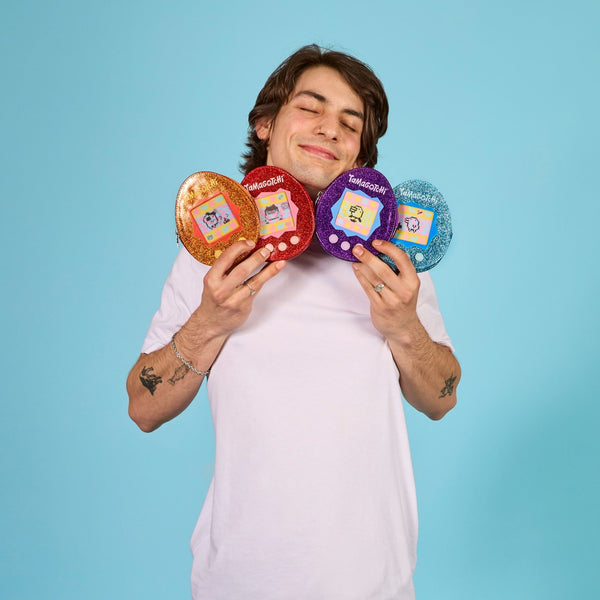 Tamagotchi Glitter Zip Pouch Red