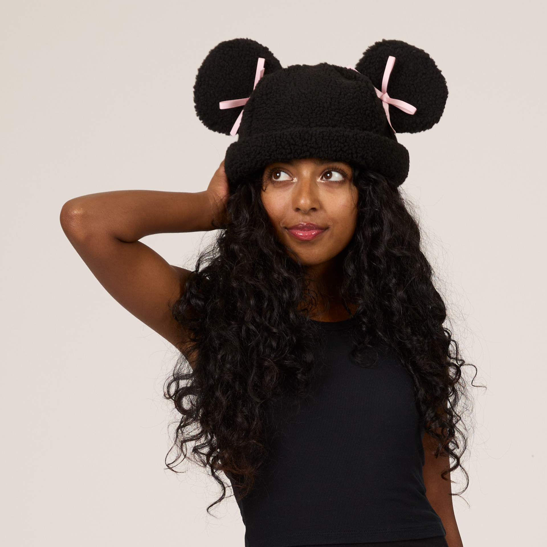Minnie Sherpa Beanie Pink Bow – Cakeworthy Minnie Sherpa Beanie Pink Bow – Cakeworthy