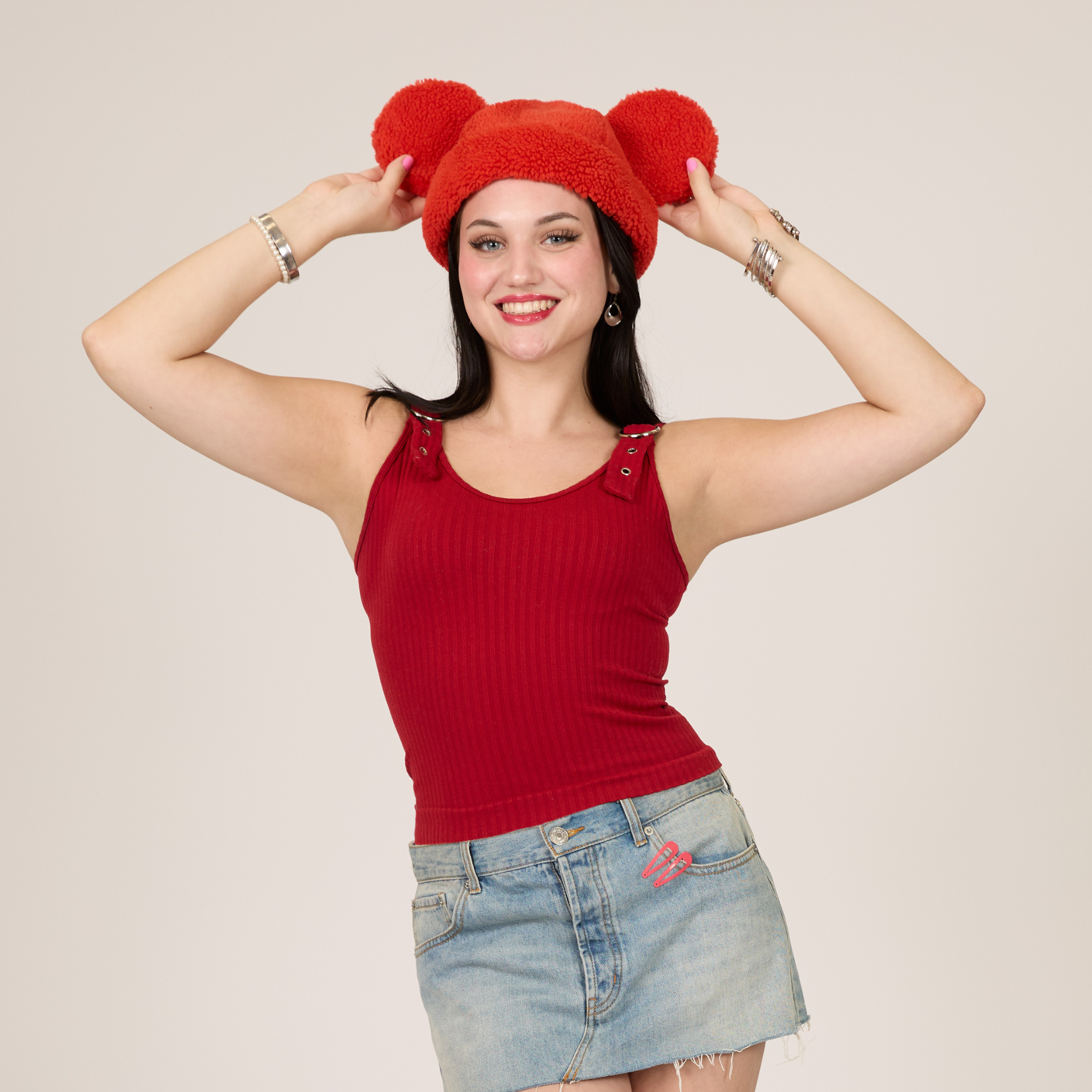Mickey Sherpa Beanie Strawberry