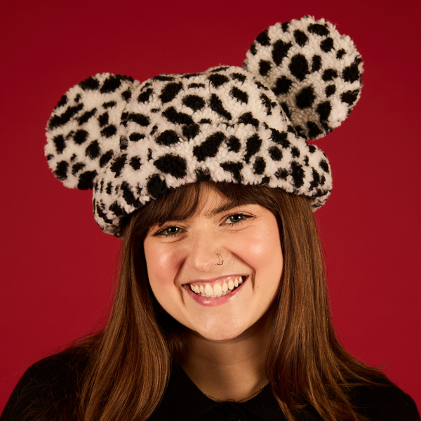 Dalmatian Print Mickey Sherpa Beanie