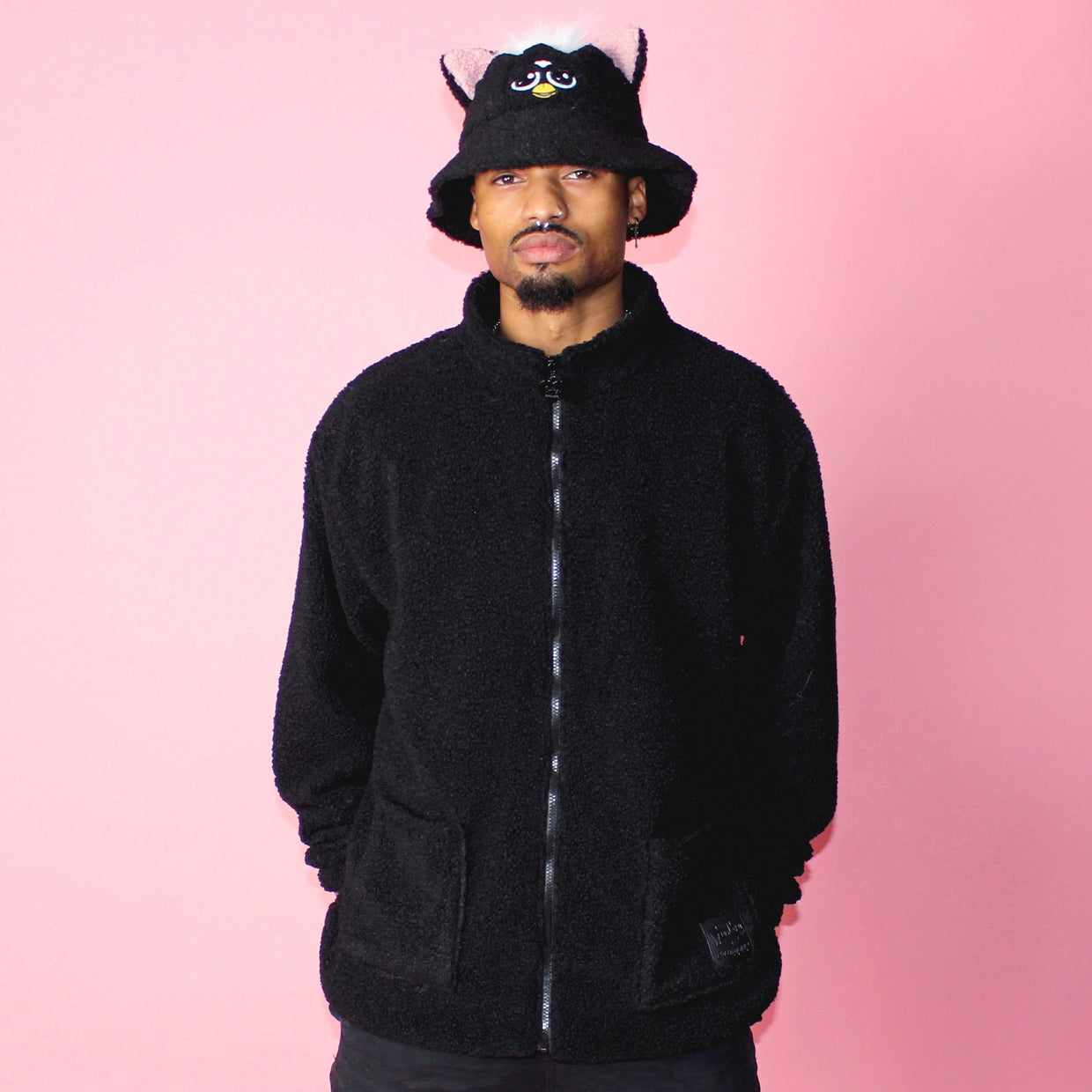 Black teddy jacket men sale