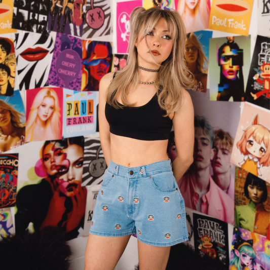Paul Frank Julius Embroidered Denim Shorts