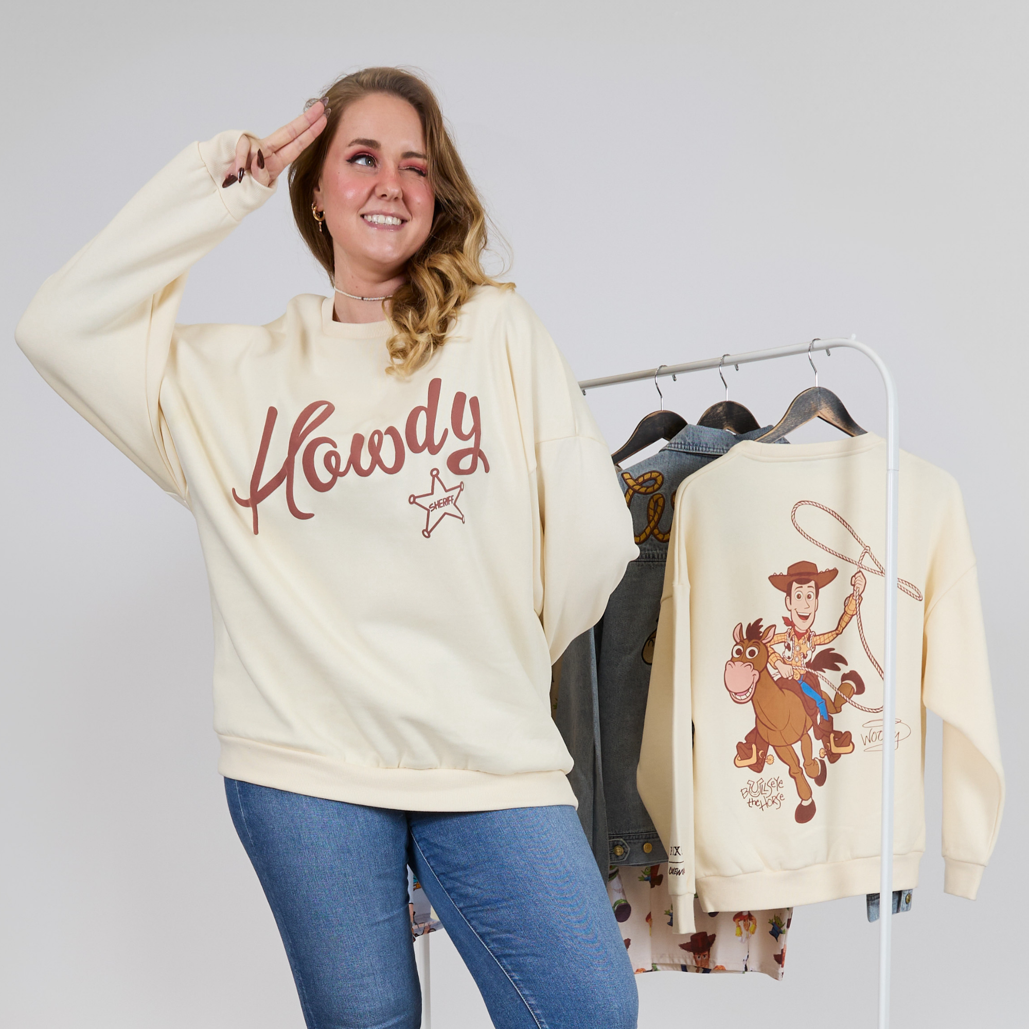 Toy Story Woody's Round Up Drop Sleeve Crewneck