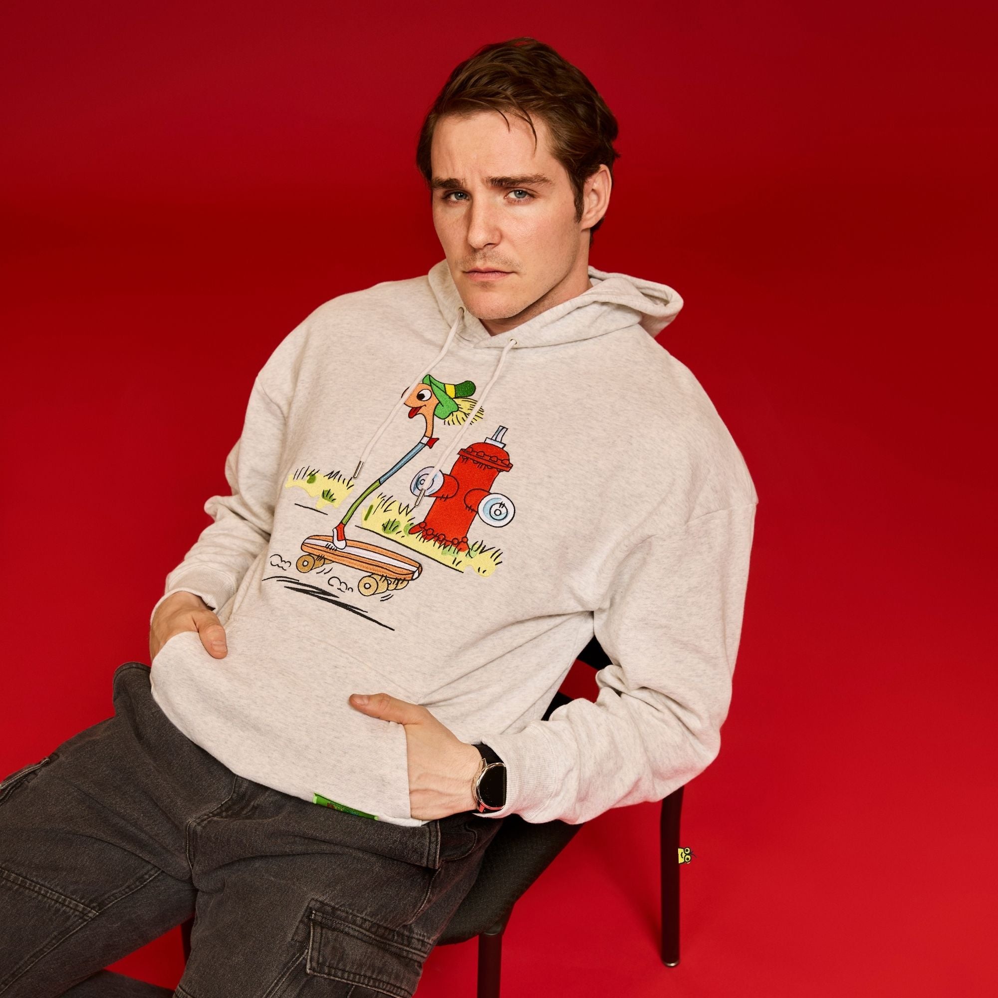 Richard Scarry's Busy World Lowly Worm Embroidered Hoodie