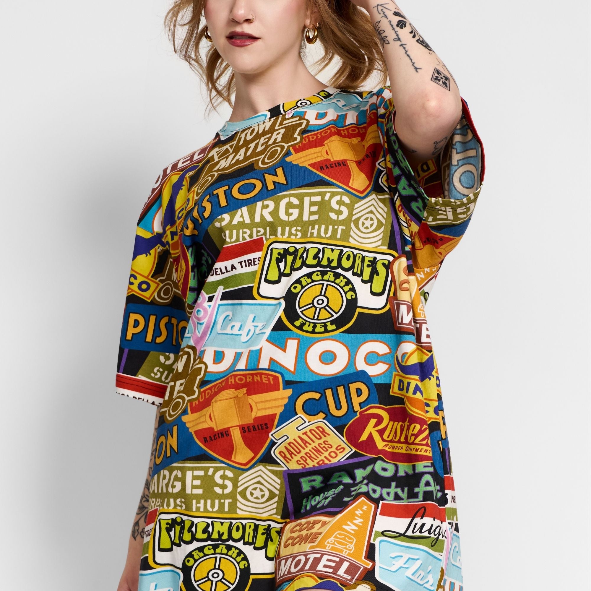 Cars Bumper Sticker T-Shirt Dress