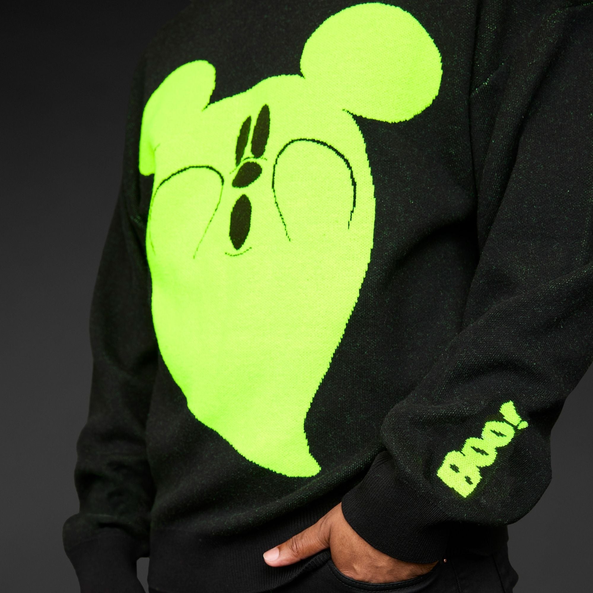 Disney Mickey Mouse Glow Ghost Knit Sweater