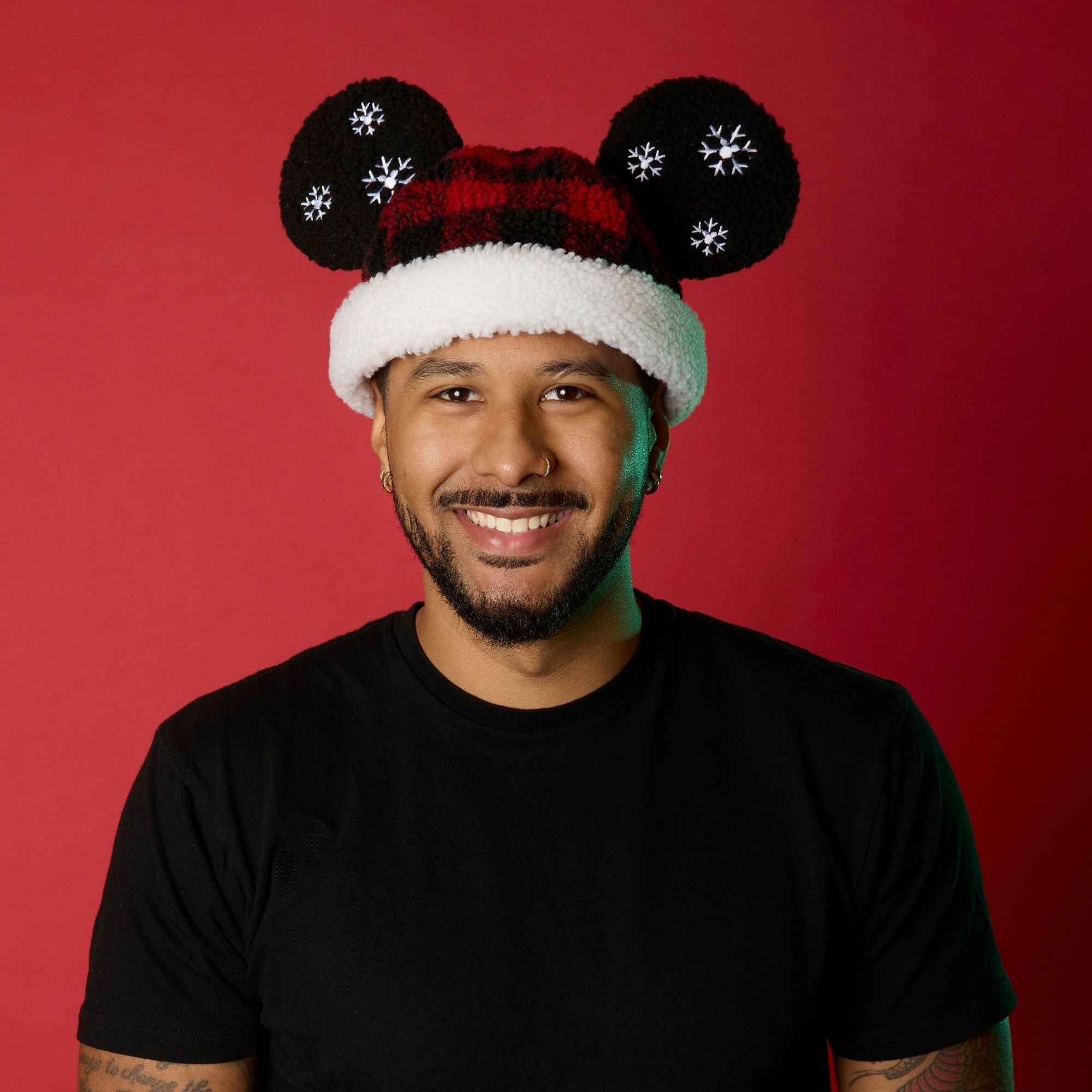 Mickey Mouse Plaid Holiday Sherpa Beanie